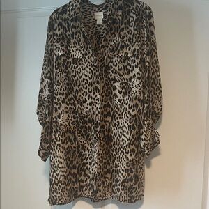 Chico's Animal Print Blouse - Black and Brown